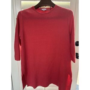 J. Jill LargeRibbed Pullover Sweater 3/4 Sleeve Cozy Red Women's Wool Warm Berry